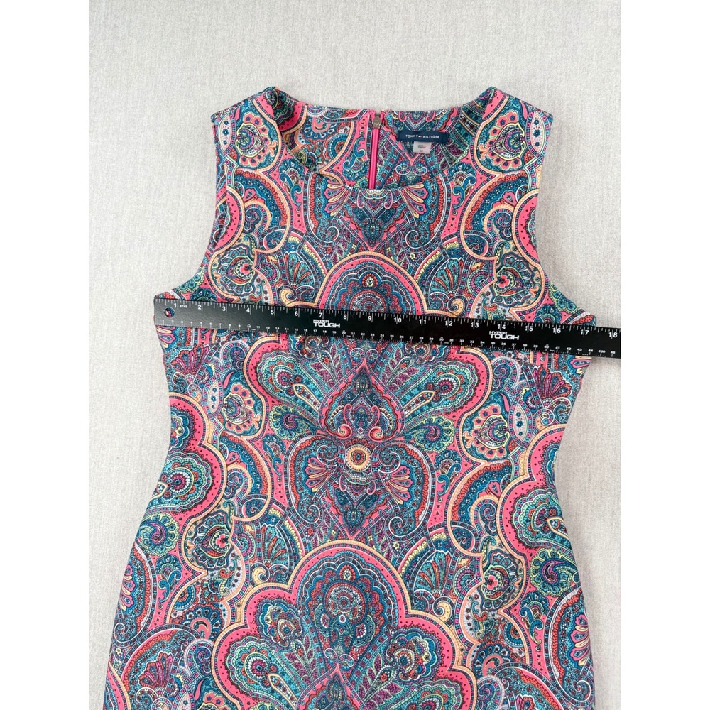 Tommy Hilfiger Pink Blue Paisley Sleeveless Sheath Dress Size 10 - Picture 3 of 6